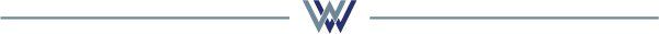 W logo icon with decorative line on either side or it to act like a separator